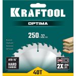 Диск пильный по дереву Optima 250 х 32 мм 40Т KRAFTOOL 36951-250-32