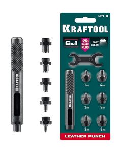 KRAFTOOL LPI-6 с набором насадок 1-6 мм, ударный пробойник для кожи (22951) ― KRAFTOOL SHOP