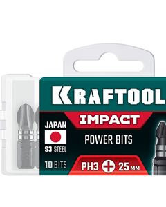 KRAFTOOL Impact PH 3, 25 мм, 10 шт, ударные биты (26191-3-25-S10) ― KRAFTOOL SHOP