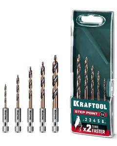 KRAFTOOL STEP POINT, 5 шт, набор сверл по металлу для винтовёртов и шуруповертов IMPACT READY (29653-H5) ― KRAFTOOL SHOP