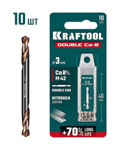KRAFTOOL DOUBLE Сo-8 3.0х46мм, Сверло двухстороннее по металлу, сталь M42(+8%Co), класс А (29654-3.0-10) ― KRAFTOOL SHOP