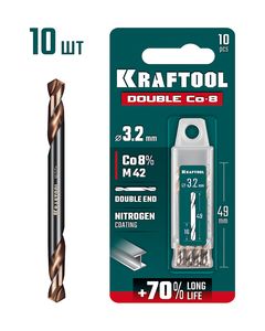 KRAFTOOL DOUBLE Сo-8 3.2х49мм, Сверло двухстороннее по металлу, сталь M42(+8%Co), класс А (29654-3.2-10) ― KRAFTOOL SHOP