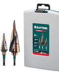 KRAFTOOL COBALT 3 шт., 4-32мм, азотирование, винтовая спираль, набор сверл ступенчатых(29691-4-32-H3)