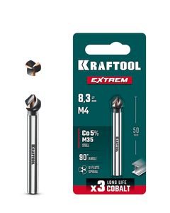 KRAFTOOL EXTREME Со5-А, d 8.3х6х50 мм, Z3, 90°, сталь M35, U-образная спираль, зенковка (29734-4) ― KRAFTOOL SHOP