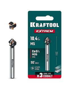 KRAFTOOL EXTREME Со5-А, d 10.4х6х50 мм, Z3, 90°, сталь M35, U-образная спираль, зенковка (29734-5) ― KRAFTOOL SHOP