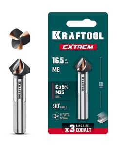 KRAFTOOL EXTREME Со5-А, d 16.5х10х60 мм, Z3, 90°, сталь M35, U-образная спираль, зенковка (29734-8) ― KRAFTOOL SHOP