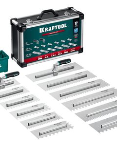 KRAFTOOL 280х115 мм (6шт) - 480х130 мм (6шт), набор нержавеющих гребенок со сменной 2к ручкой, в пластиковом кейсе (33268-H12) ― KRAFTOOL SHOP