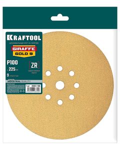 KRAFTOOL Giraffe GOLD-9 225 мм, Р100, шлифовальный круг на липучке, 9 отв. (35651-100) ― KRAFTOOL SHOP