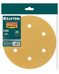 KRAFTOOL Giraffe GOLD-6 225 мм, Р120, шлифовальный круг на липучке, 6 отв. (35652-120) ― KRAFTOOL SHOP