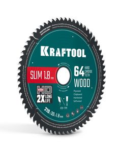 KRAFTOOL Slim wood cut 210 х 30 x 1.8 мм, 64Т, диск пильный по дереву, (36955-210-30-64) ― KRAFTOOL SHOP