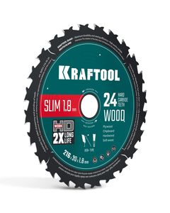 KRAFTOOL Slim wood cut 216 х 30 x 1.8 мм, 24Т, диск пильный по дереву, (36955-216-30-24) ― KRAFTOOL SHOP