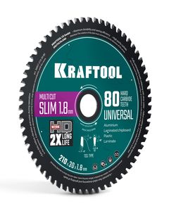 KRAFTOOL Slim multi cut 210 х 30 x 1.8 мм, 80Т, диск пильный по дереву (36957-210-30-80) ― KRAFTOOL SHOP