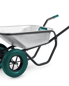 KRAFTOOL MAXDrive-2 110л, 280 кг, двухколесная, с трубным усилителем, кузов 0,9 мм, полиуретановые колеса, тачка строительная (39860) ― KRAFTOOL SHOP