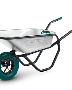KRAFTOOL MAXDrive-1 110л, 260 кг, одноколесная, с трубным усилителем, кузов 0,9 мм, полиуретановое колесо, тачка строительная (39862) ― KRAFTOOL SHOP