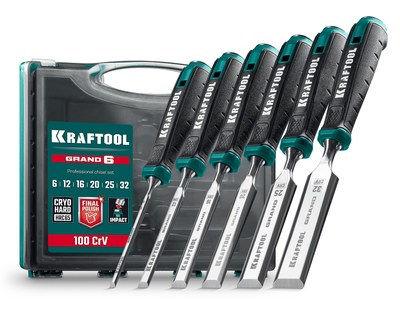 KRAFTOOL GRAND-6 набор стамесок-долот с двухкомпонентной рукояткой, 6 шт ― KRAFTOOL SHOP