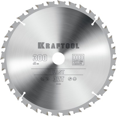 KRAFTOOL Fast, 300 х 32 мм, 32Т, пильный диск по дереву (36950-300-32) ― KRAFTOOL SHOP