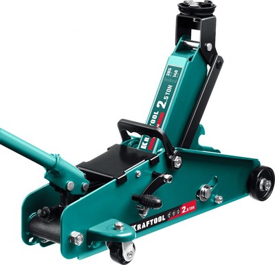KRAFTOOL S-PIN, 2.5 т, 140 - 385 мм, подкатной домкрат с увеличенным подъемом и фиксатором (43457-2.5) ― KRAFTOOL SHOP